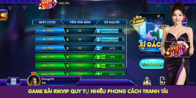 Game bài Rikvip quy tụ nhiều phong cách tranh tài