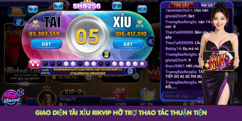 Giao diện Tài xỉu Rikvip hỗ trợ thao tác thuận tiện